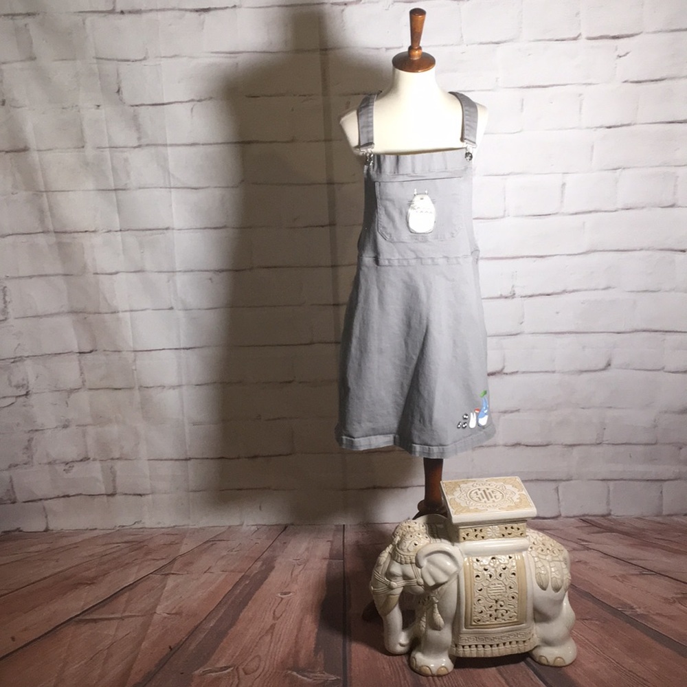 Totoro Denim Overall Dress in Gray